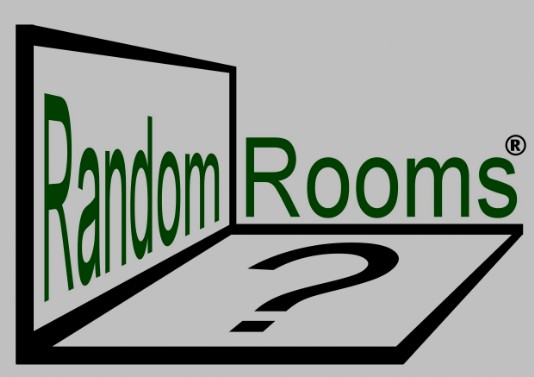 Random-Rooms logo featuring out question mark design