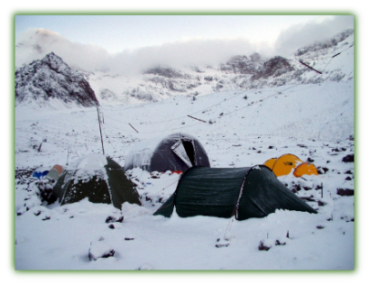Tents in the snow expedition