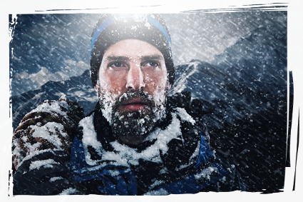 Man in extreme snow