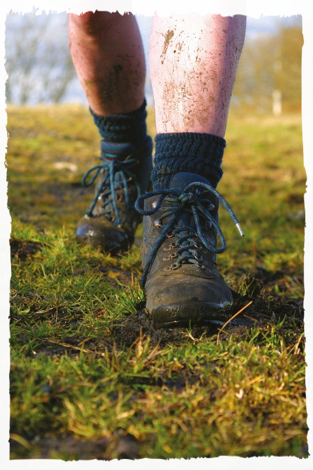 Walking with wet boots