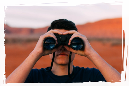 Searching for an activity Person with binoculars