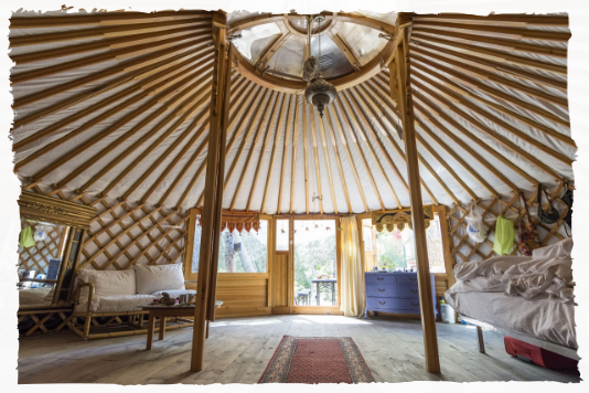 Yurt camping Inside a yurt