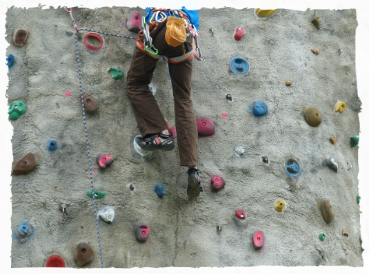 Person on artificial climbing wall