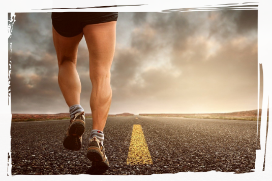 Running Marathon Running along a road