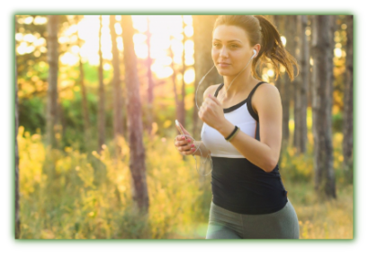 Person jogging in forest