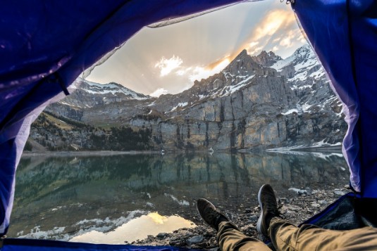Extreme camping tent Camping in thre mountains