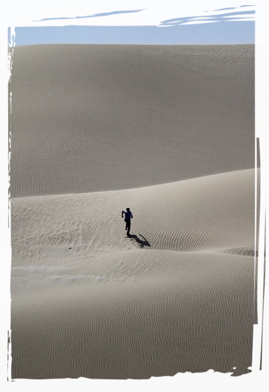 Desert Race Person running across the desert