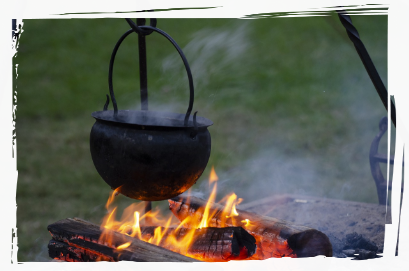 Pot on open fire