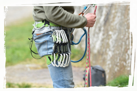 Person with climbing equipment