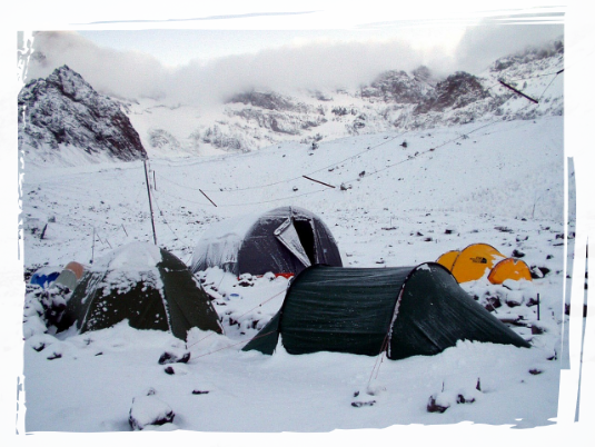 Camping in the snow